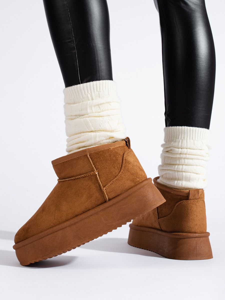 Winter low brown snow boots