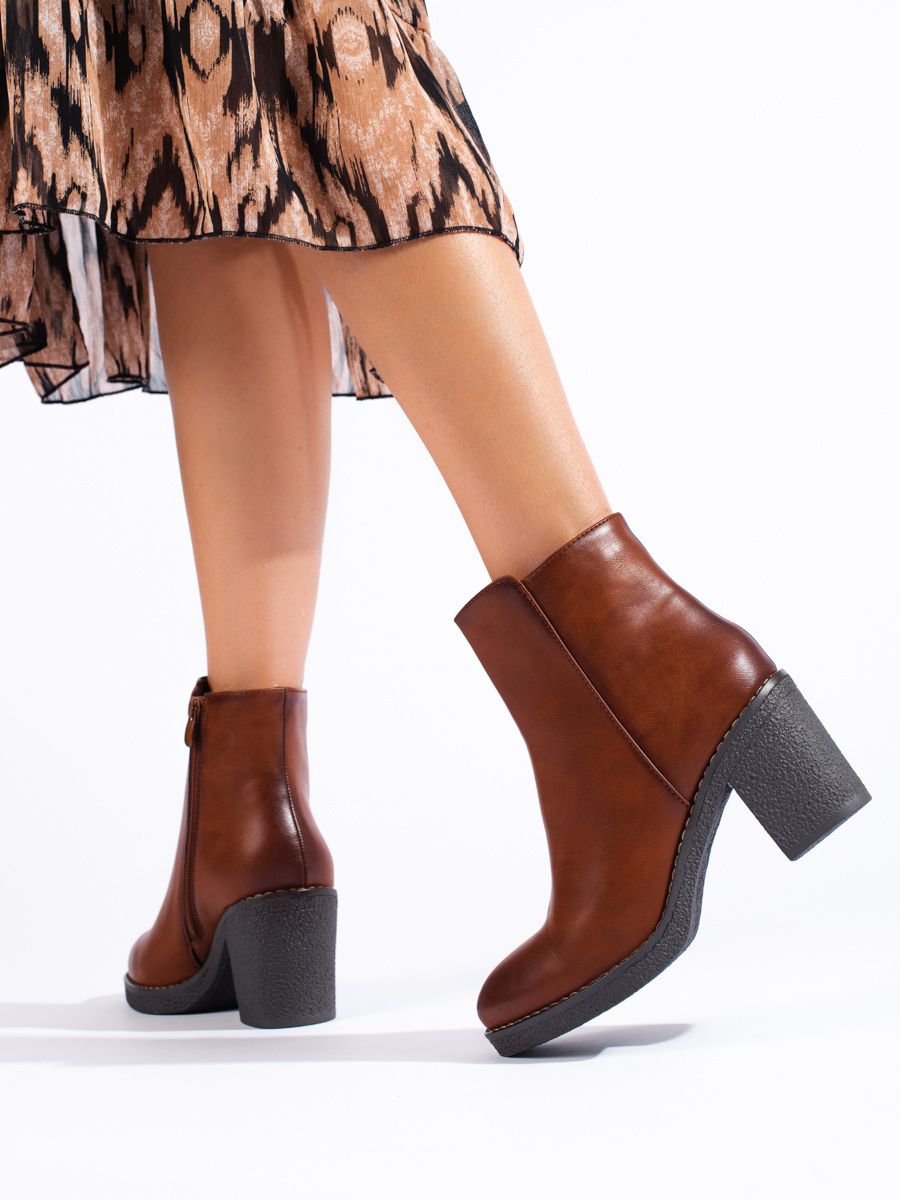 Brown classic ankle boots made of eco-leather