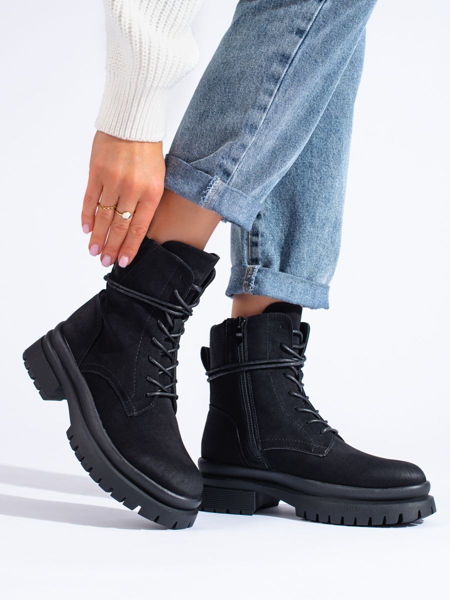 Black suede women's boots