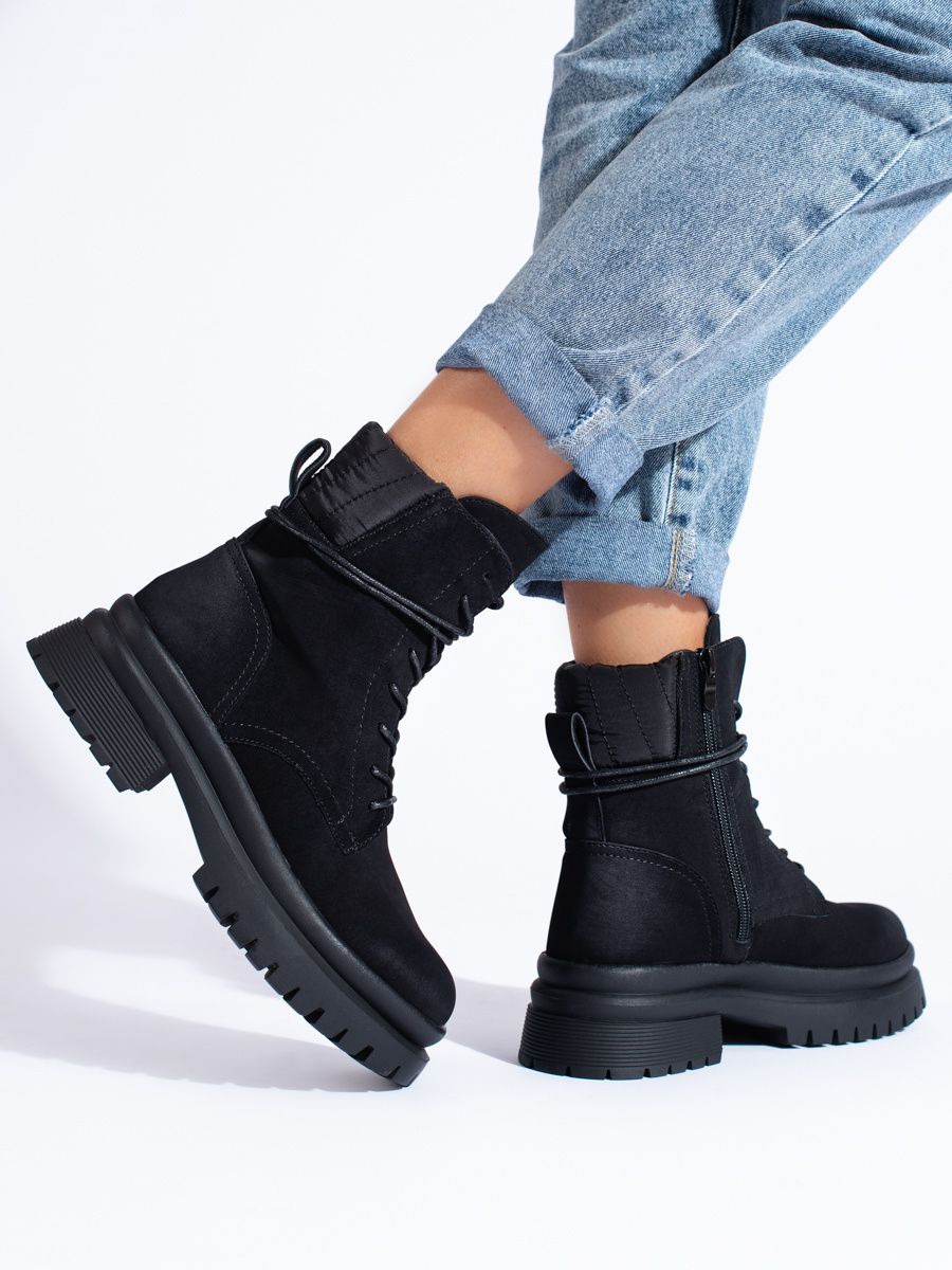 Black suede women's boots