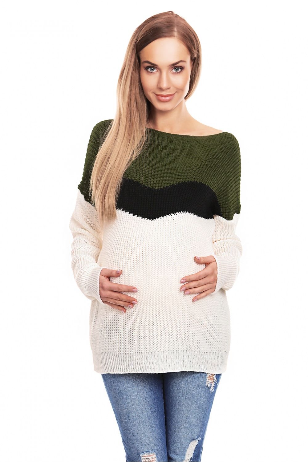 Maternity Sweater with Long Sleeves - Khaki