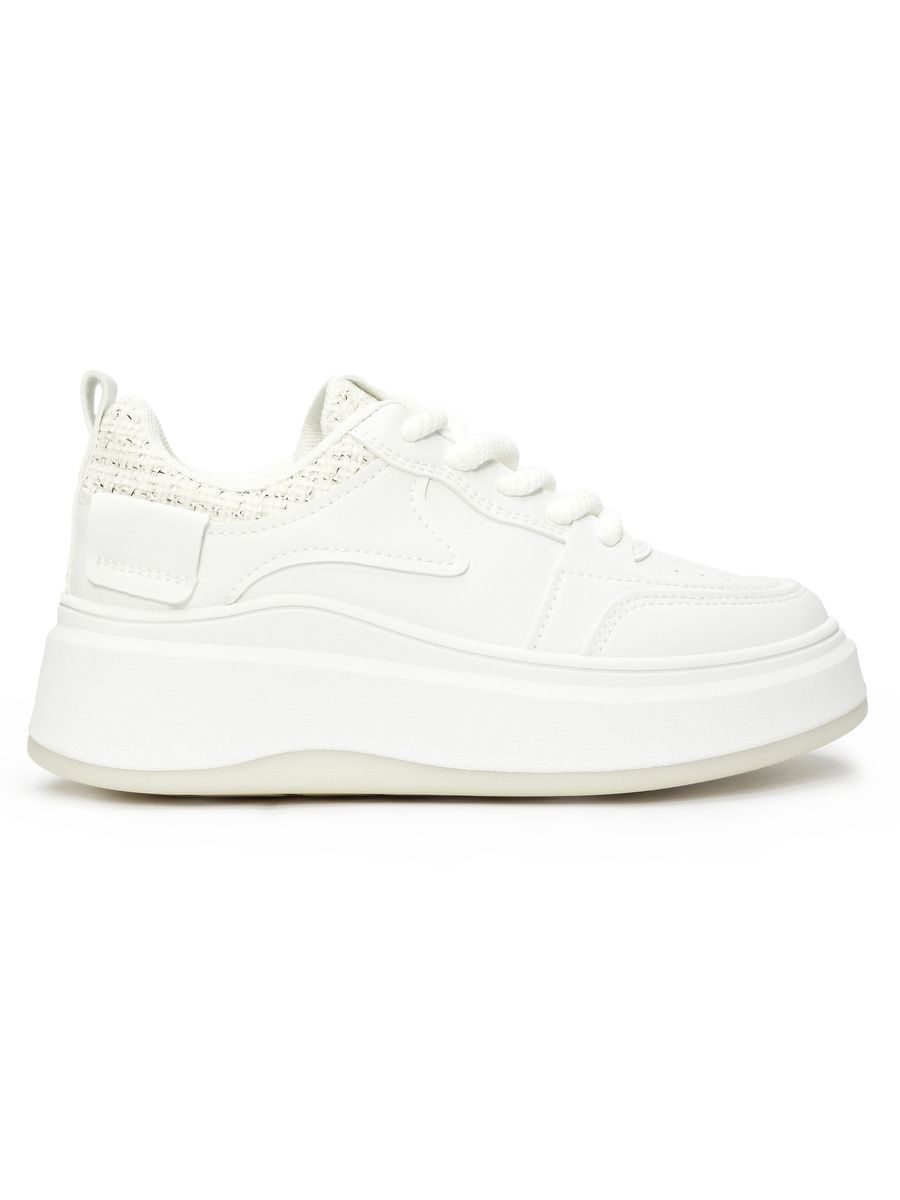 Women's White Sneakers with Thick Sole