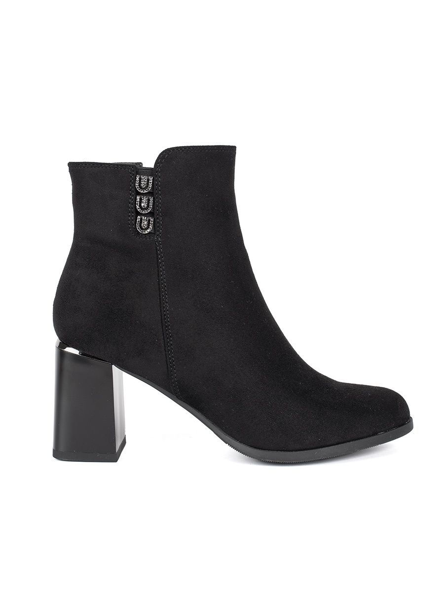 Black Suede Ankle Boots with Block Heel