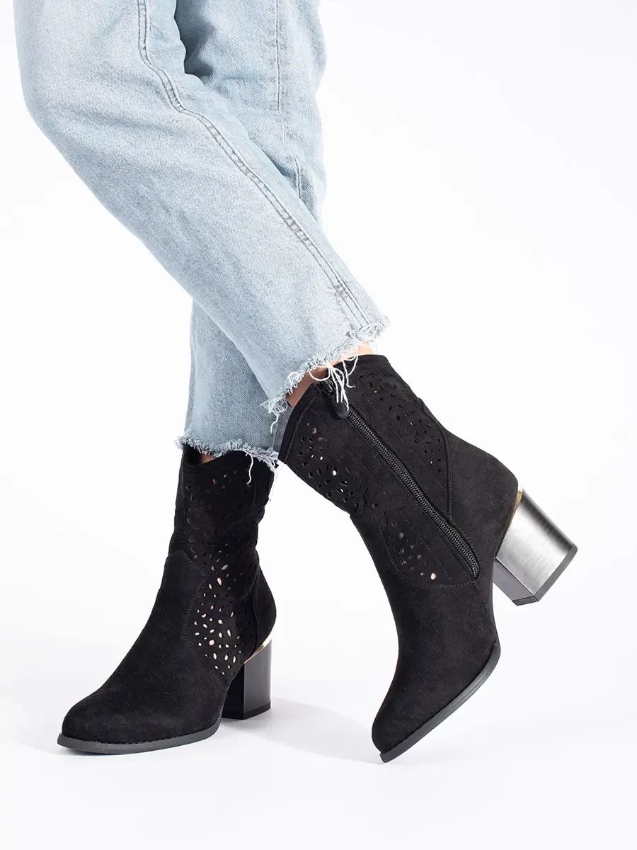 Black Ajour Ankle Boots with Block Heel