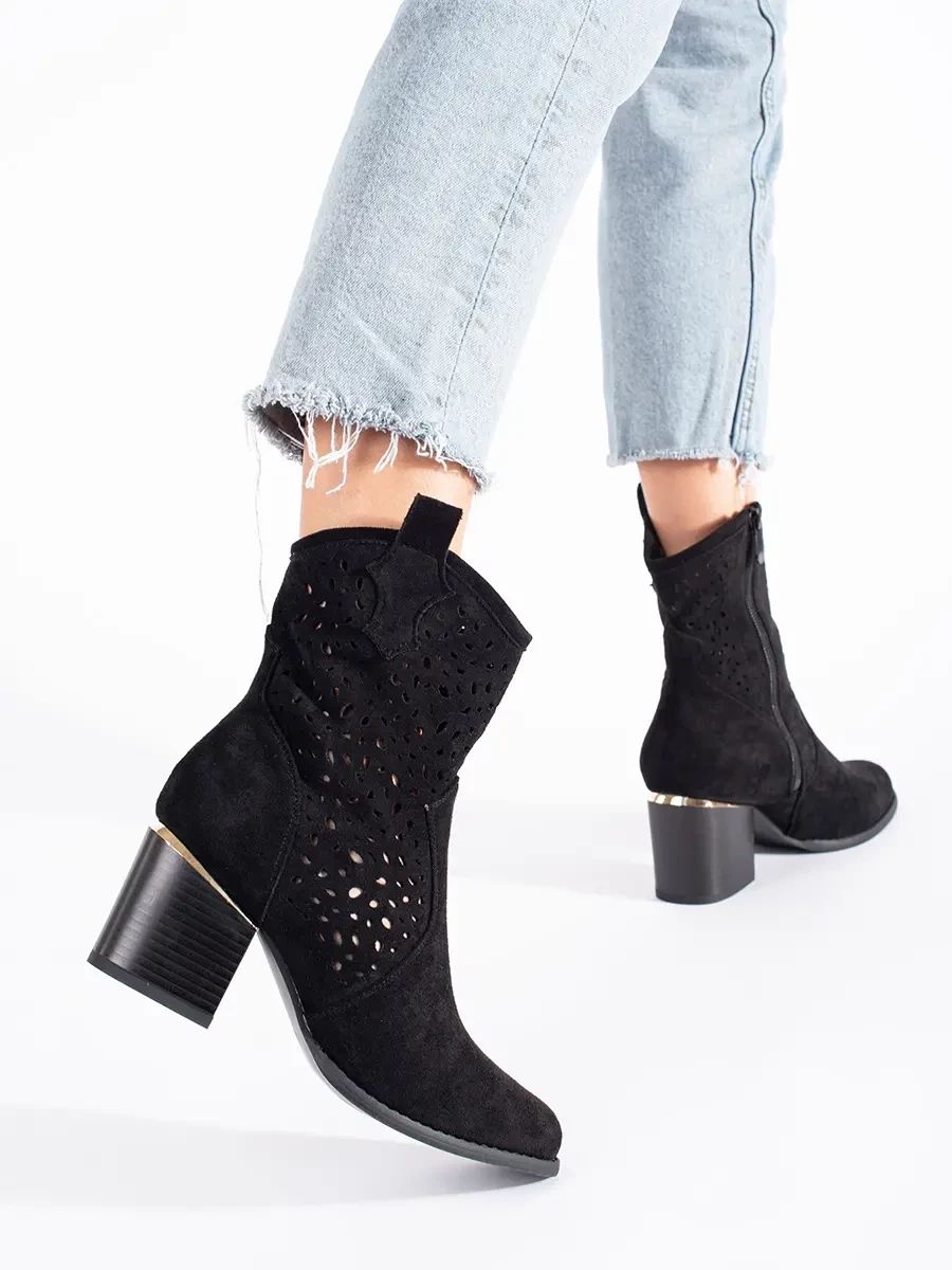 Black Ajour Ankle Boots with Block Heel