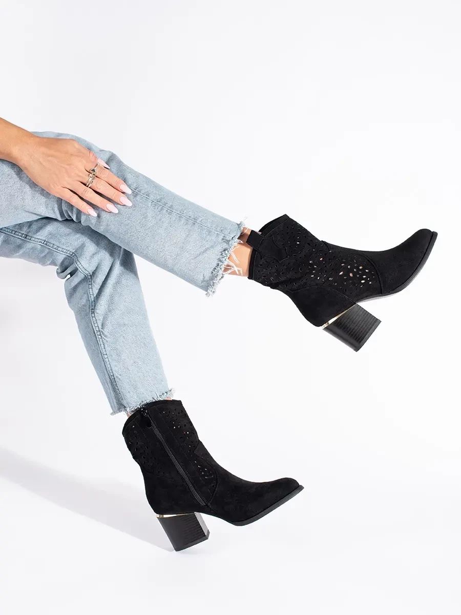 Black Ajour Ankle Boots with Block Heel