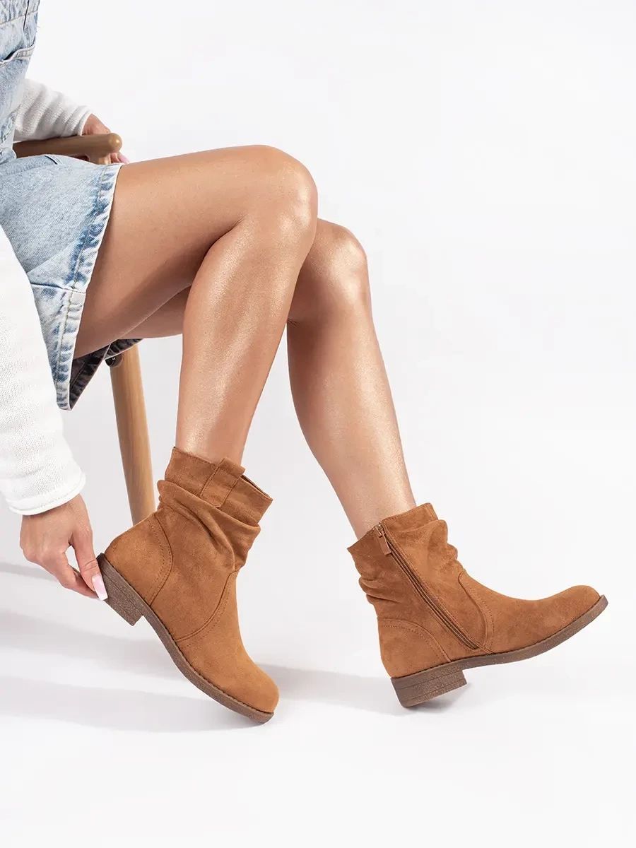 Women's Brown Cowboy Style Ankle Boots