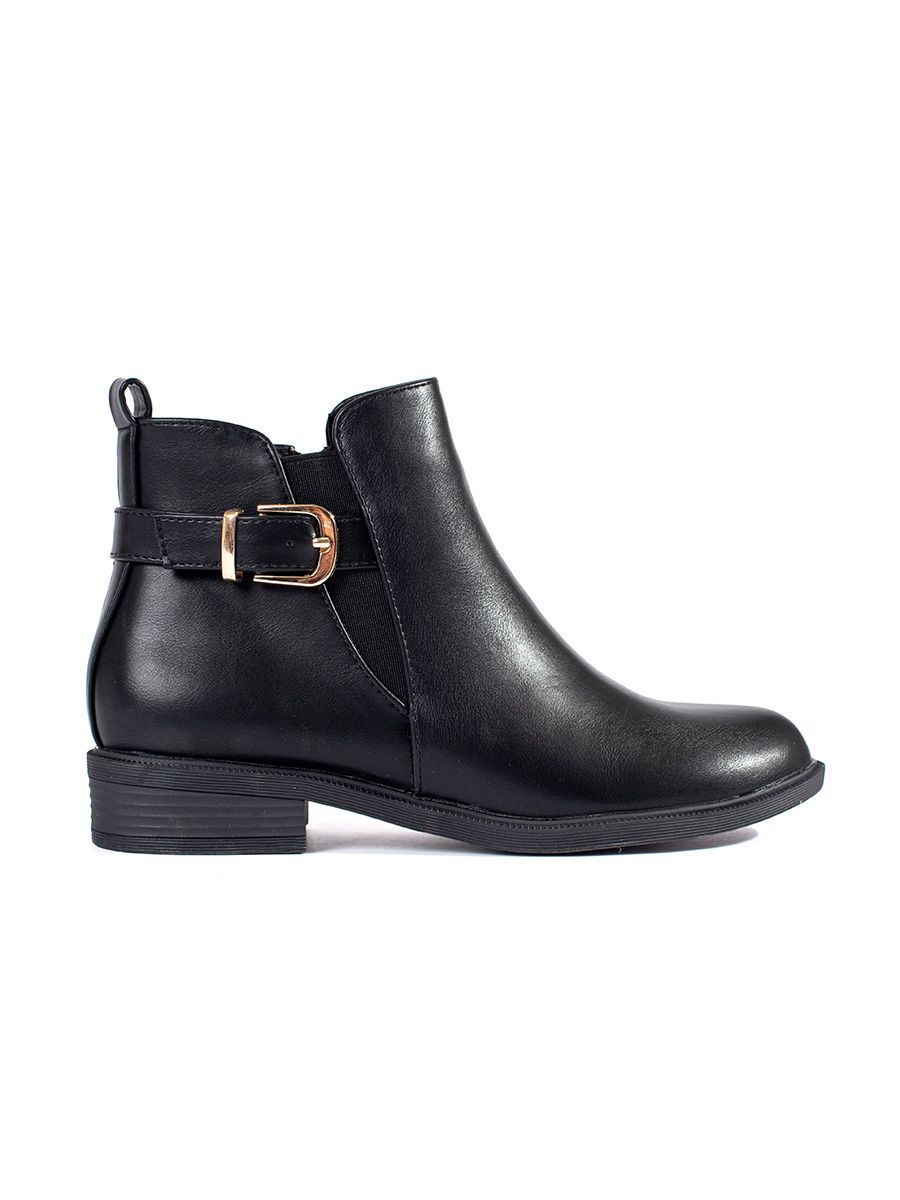 Black Women's Ankle Boots with Golden Details