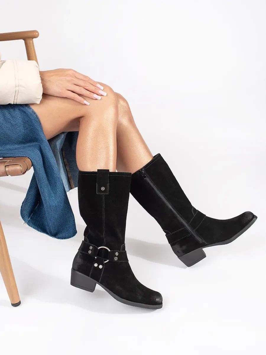 Black Leather Cowboy Boots Sergio Leone
