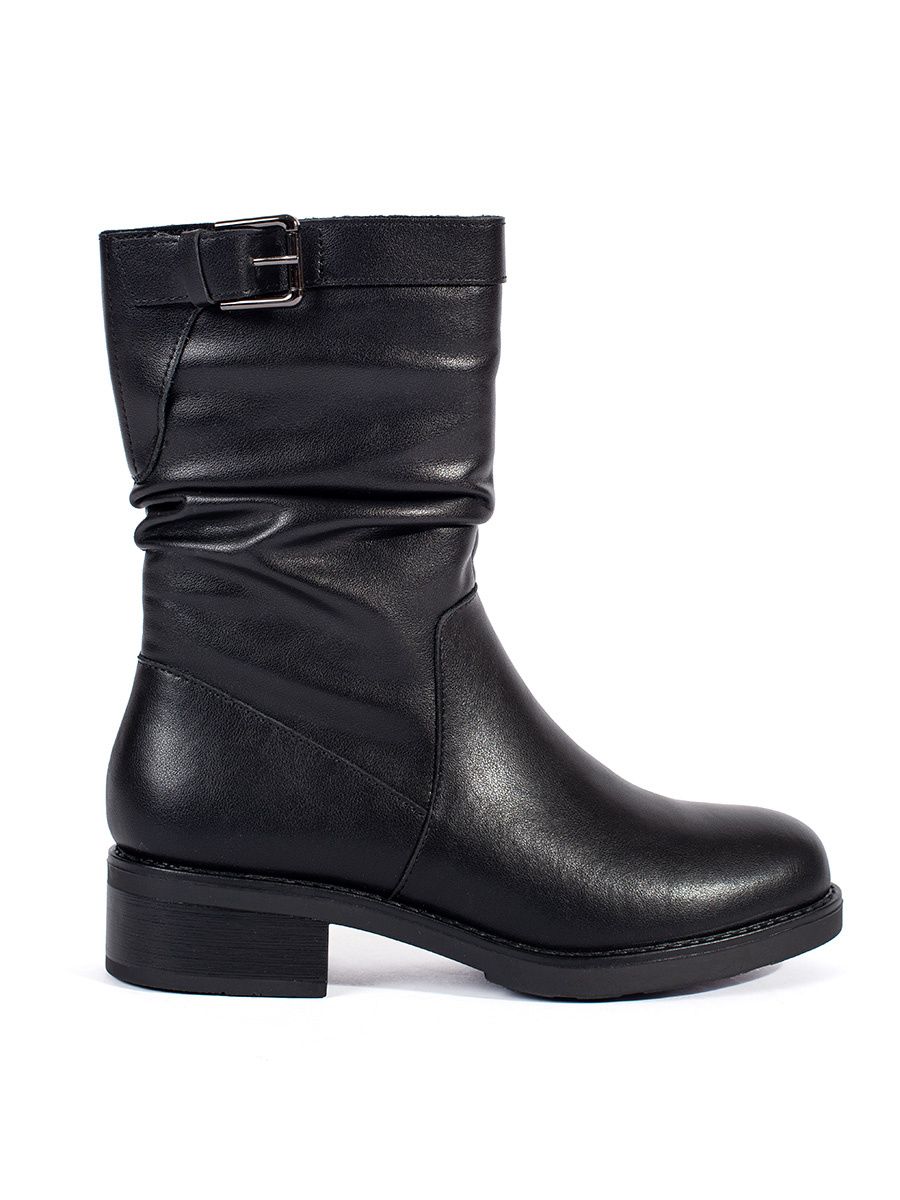 Black Leather Insulated Ankle Boots