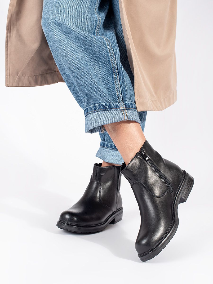 Black Leather Ankle Boots Sergio Leone