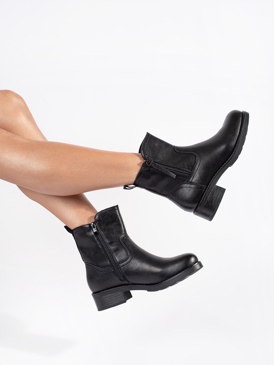 Black Leather Ankle Boots Sergio Leone