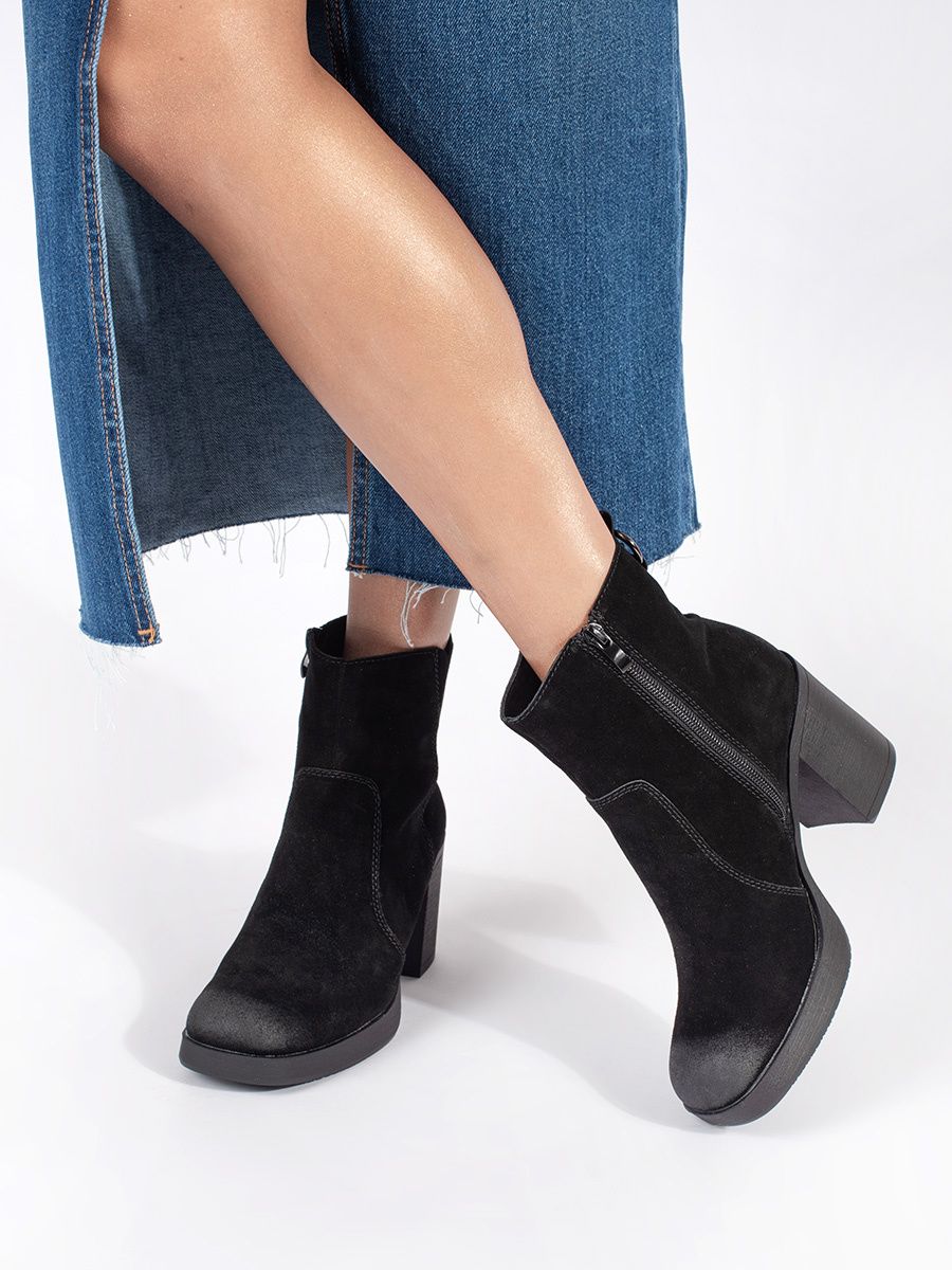 Black Leather Ankle Boots with Heel Sergio Leone