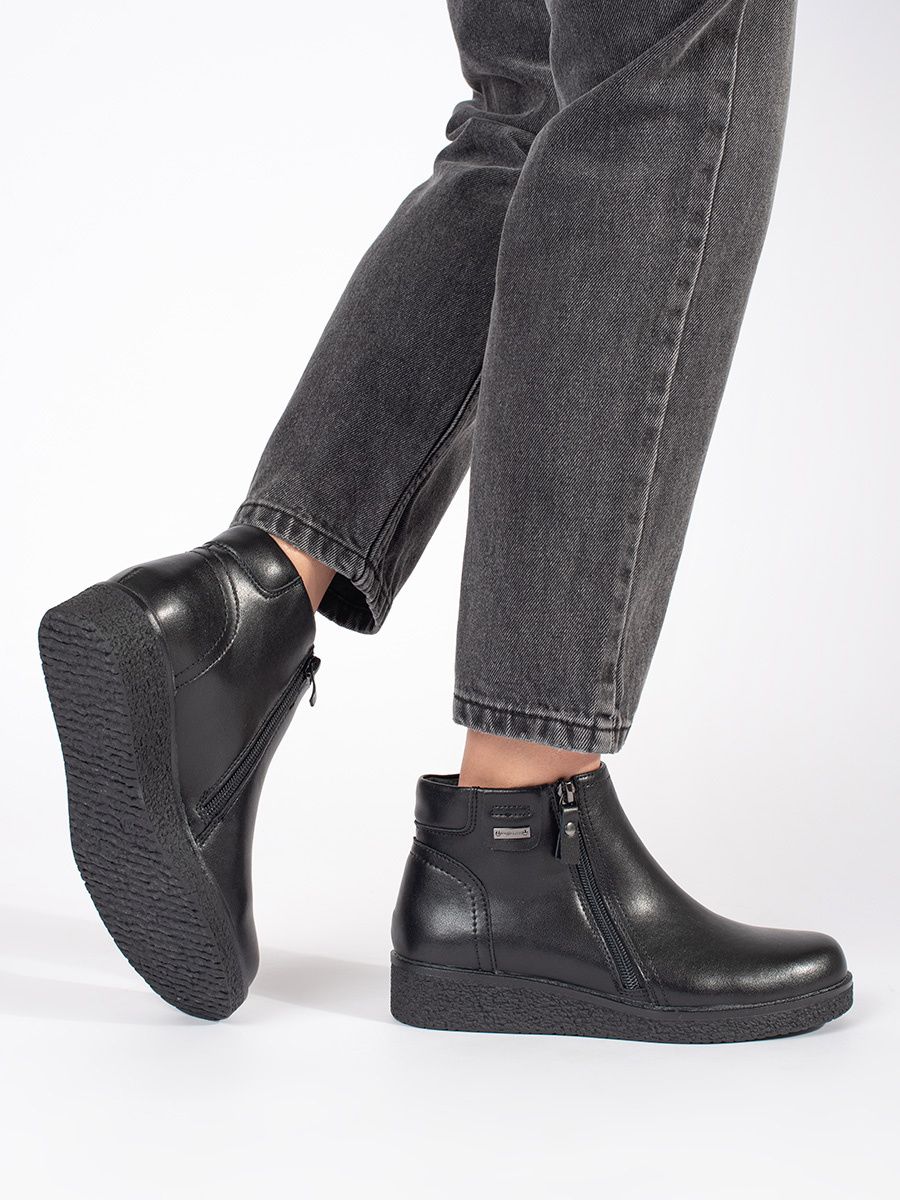 Black Leather Comfortable Insulated Ankle Boots Sergio Leone