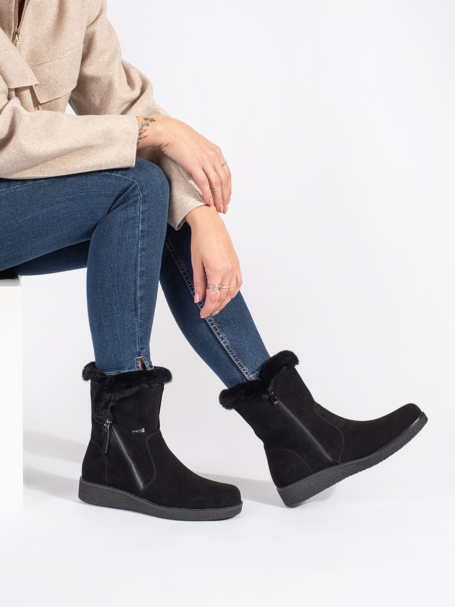 Insulated Black Ankle Boots Sergio Leone in Nubuck Leather