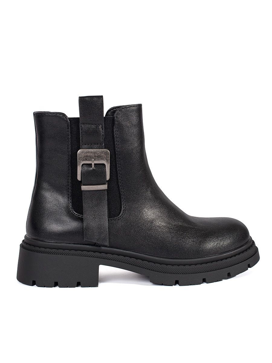 Black Women's Ankle Boots with Buckle