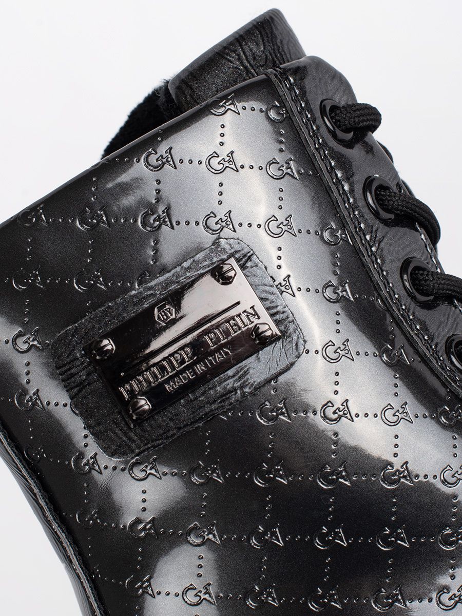 Black Patent Girls' Lace-Up Boots