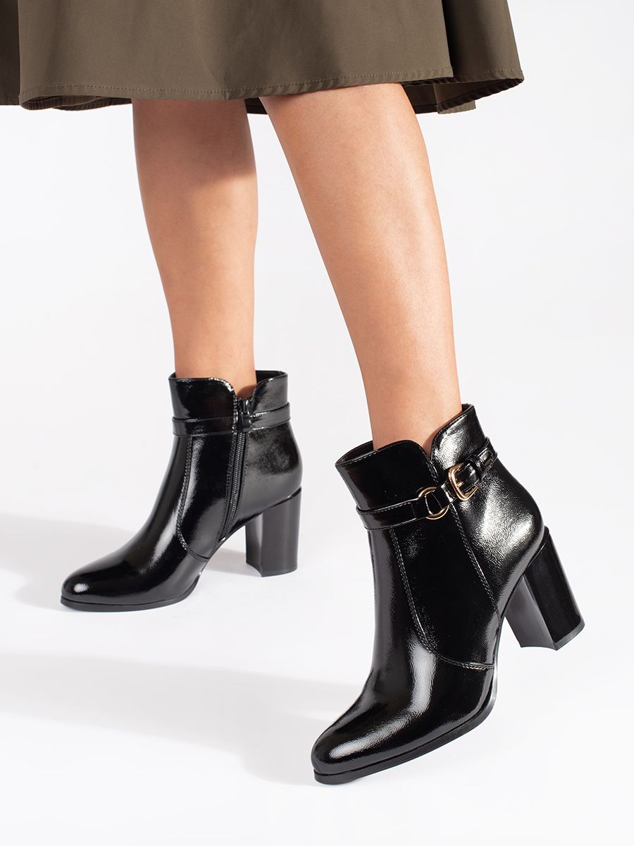 Black Patent Ankle Boots with Heel Sergio Leone