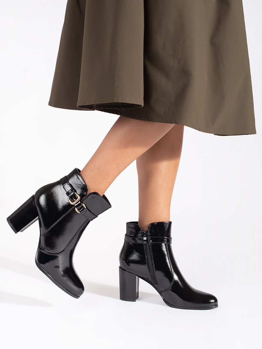 Black Patent Ankle Boots with Heel Sergio Leone