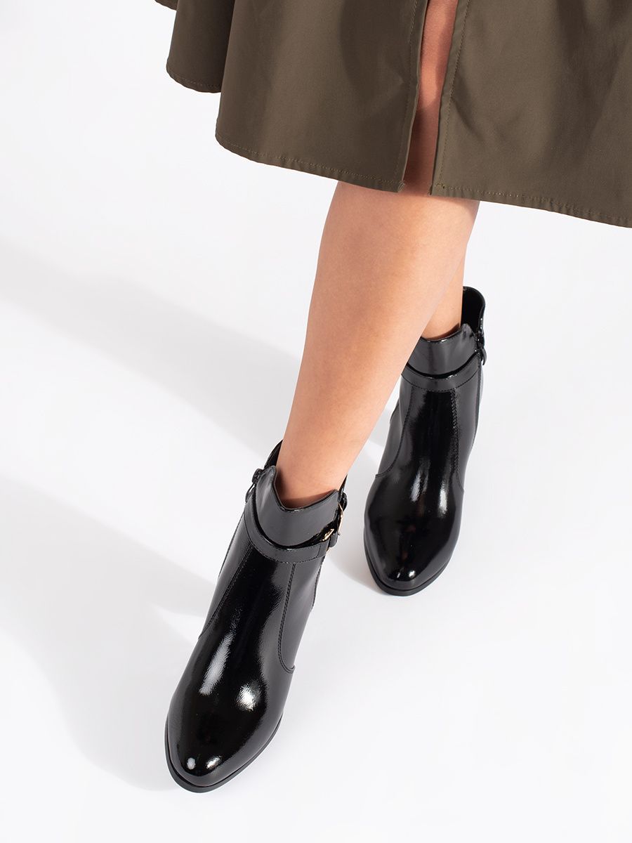 Black Patent Ankle Boots with Heel Sergio Leone