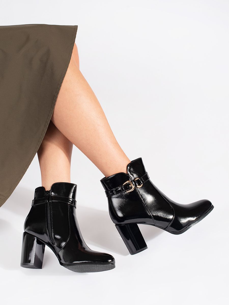 Black Patent Ankle Boots with Heel Sergio Leone