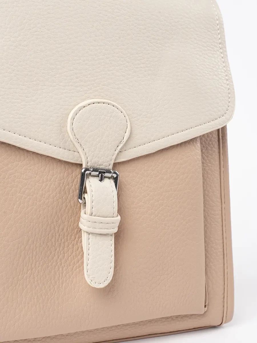Beige Women's Backpack with Flap