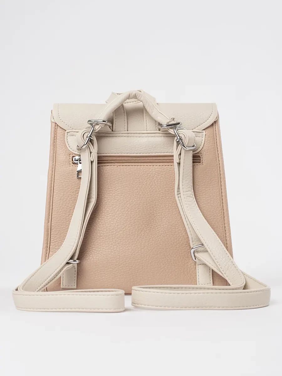 Beige Women's Backpack with Flap