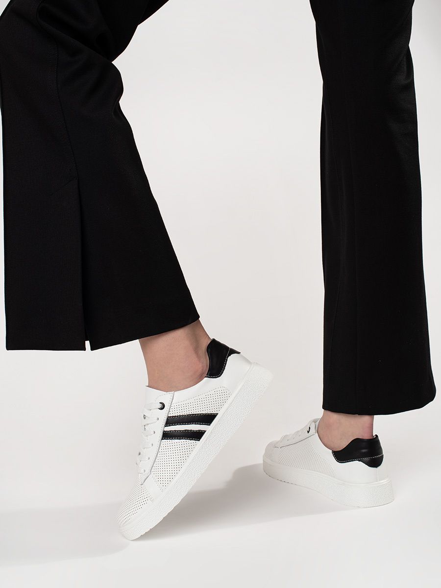 White Perforated Sneakers Made of Natural Leather