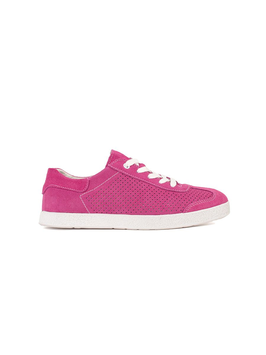 Pink Perforated Sneakers in Natural Leather