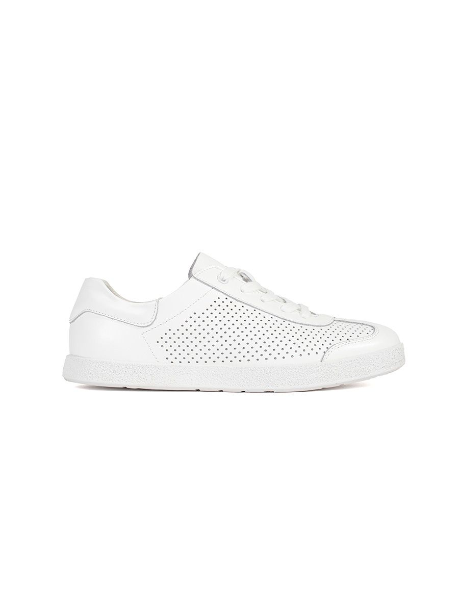 White Perforated Sneakers Made of Natural Leather