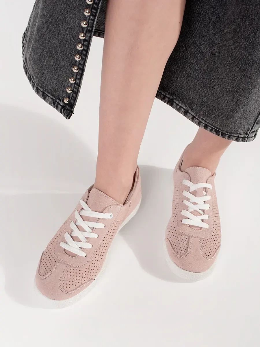 Light Pink Ajour Sneakers in Natural Leather