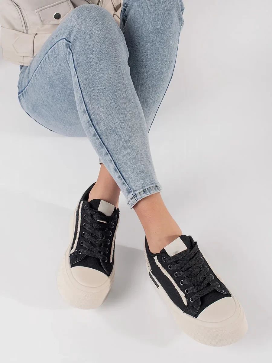 Black and White Platform Sneakers