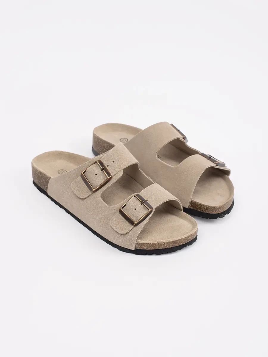 Beige Leather Slippers
