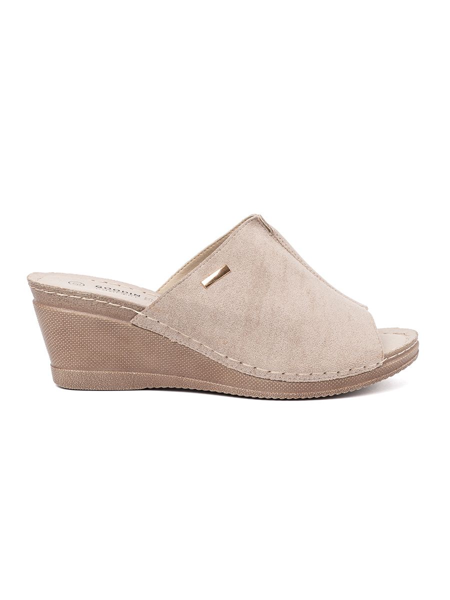 Beige Women's Platform Slippers