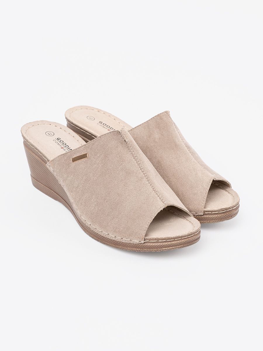 Beige Women's Platform Slippers