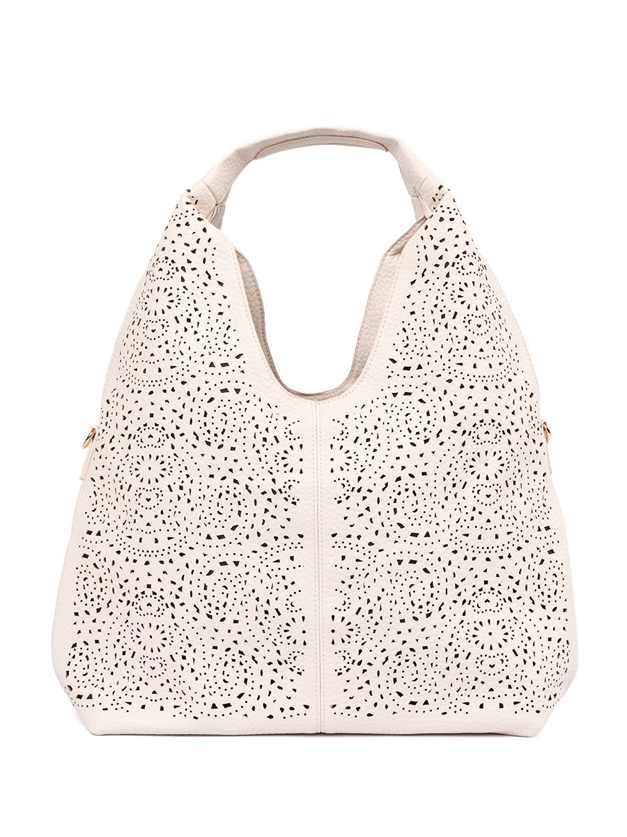 Light Beige Perforated Shoulder Bag
