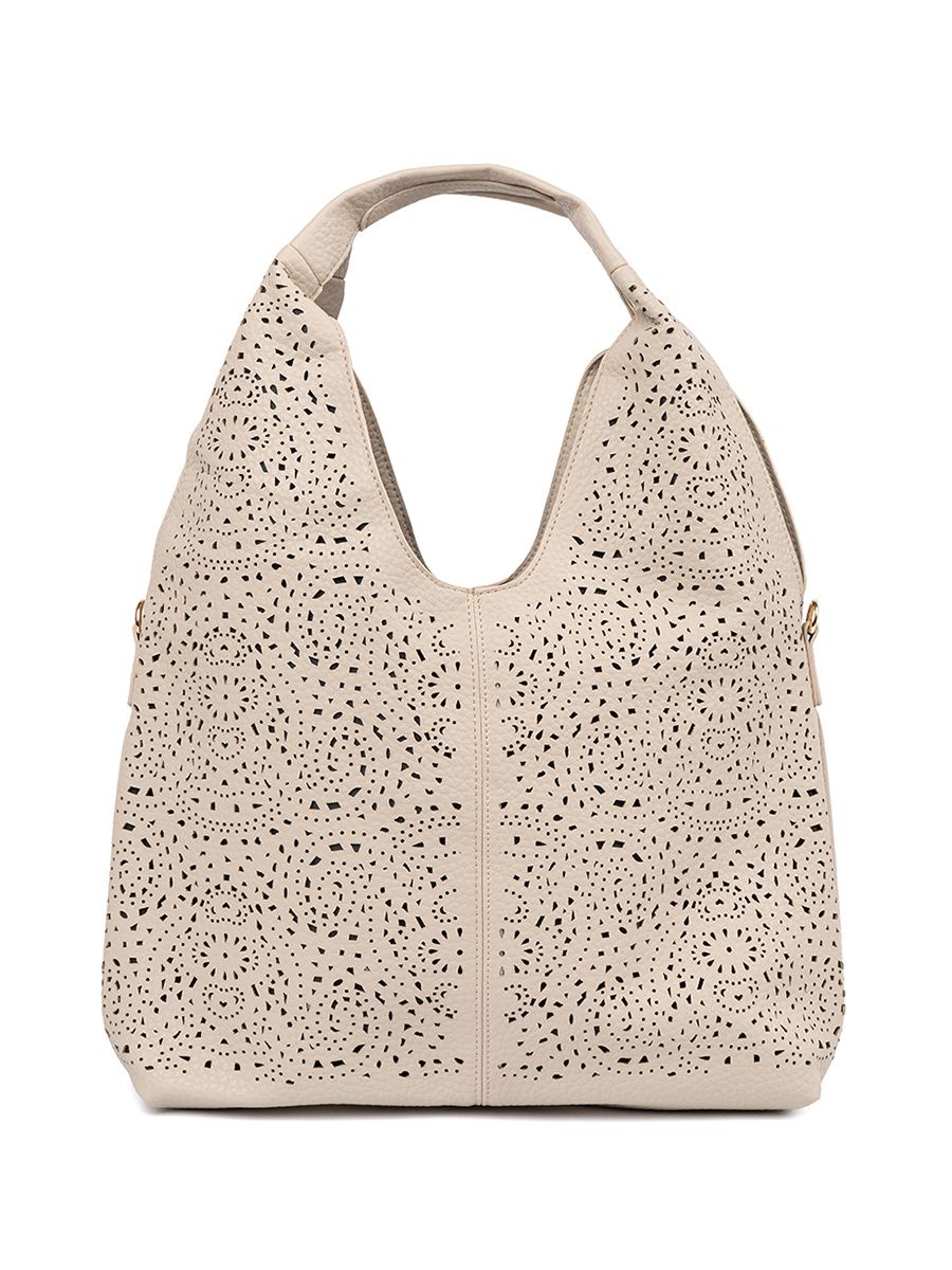 Beige Perforated Shoulder Bag