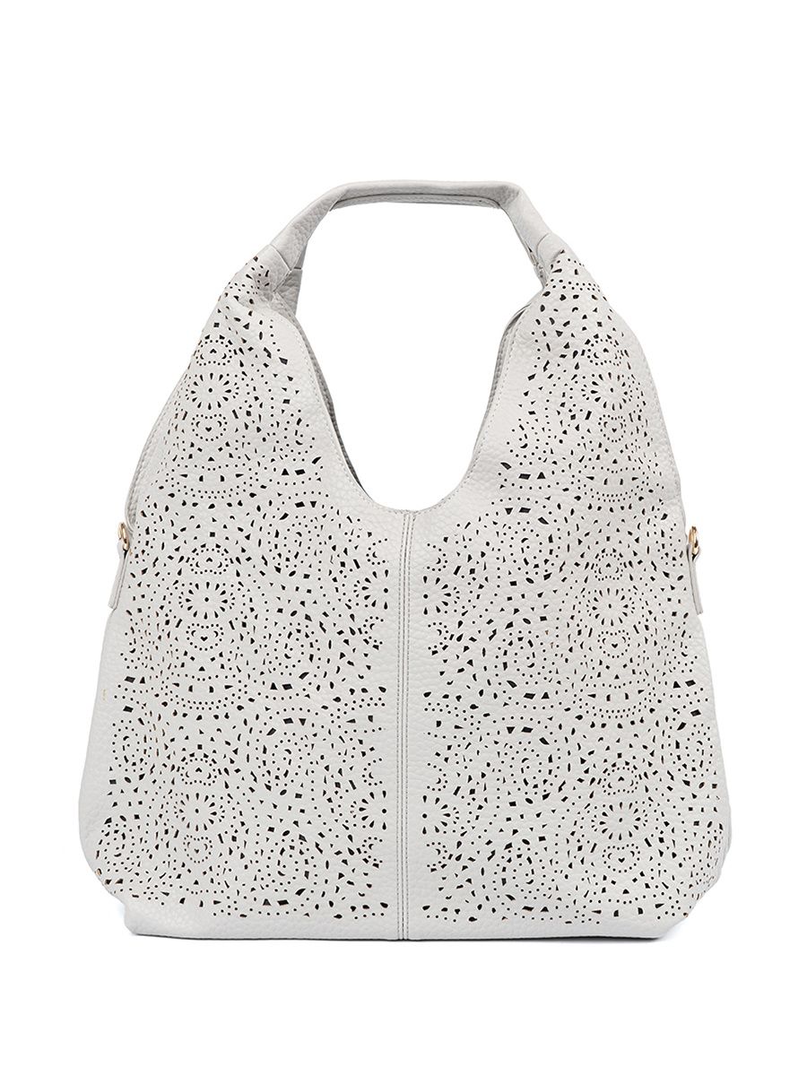 Gray Perforated Shoulder Bag