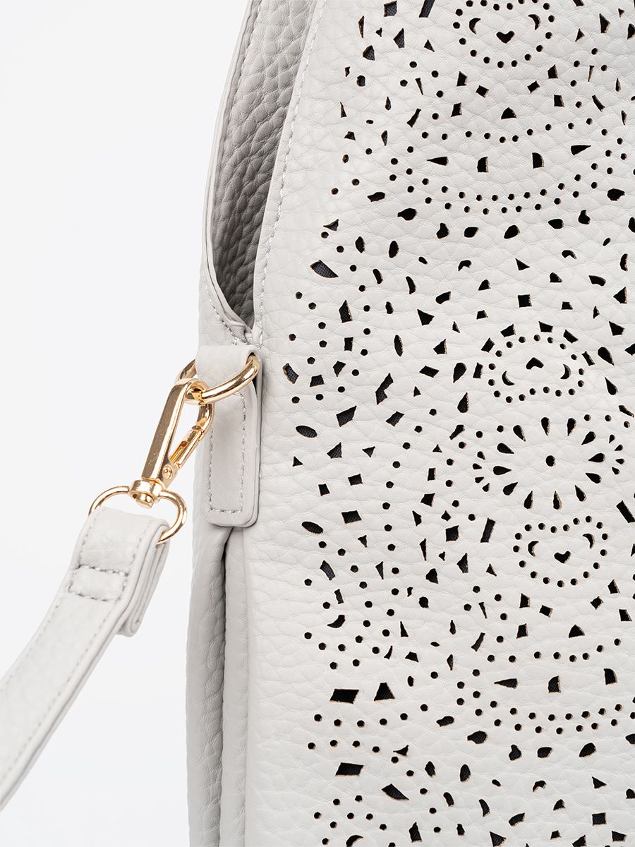 Gray Perforated Shoulder Bag