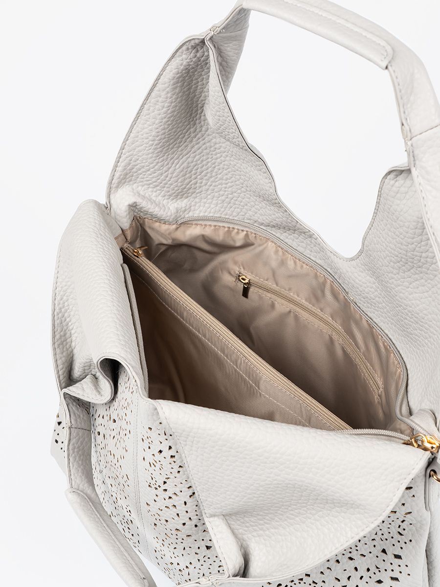 Gray Perforated Shoulder Bag