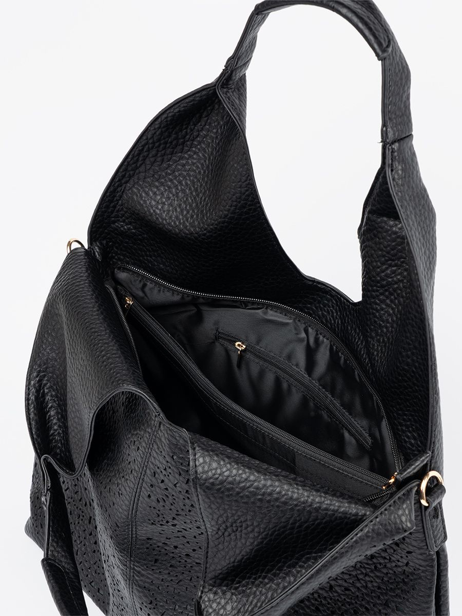 Black Perforated Shoulder Bag