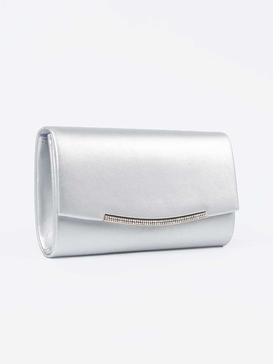 Silver Clutch with Chain