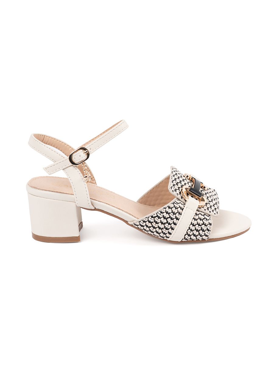 White Women's Sandals on Medium Heel