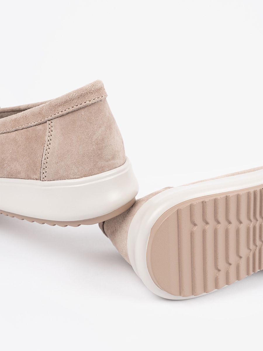 Beige Moccasins Made of Genuine Leather