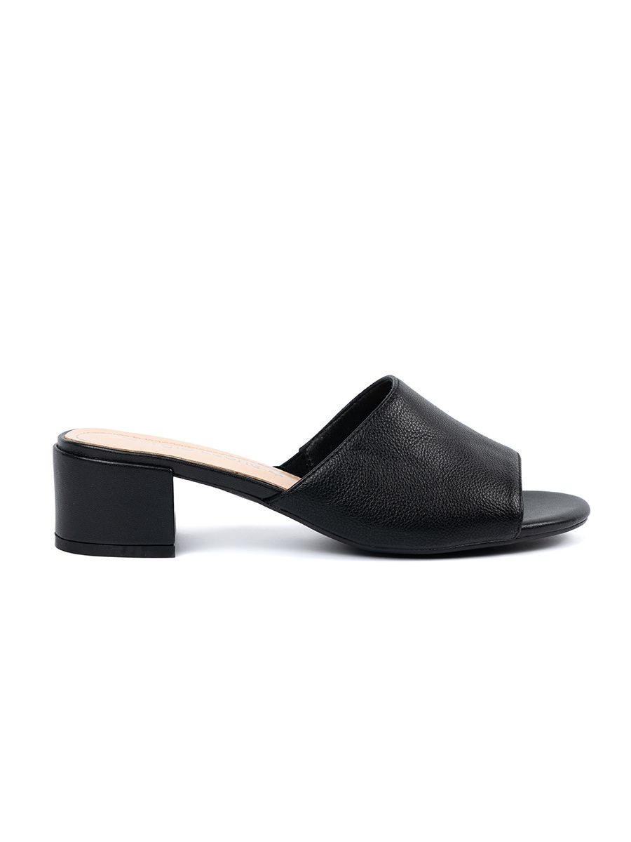 Black Women's Slip-On Sandals with Low Heel