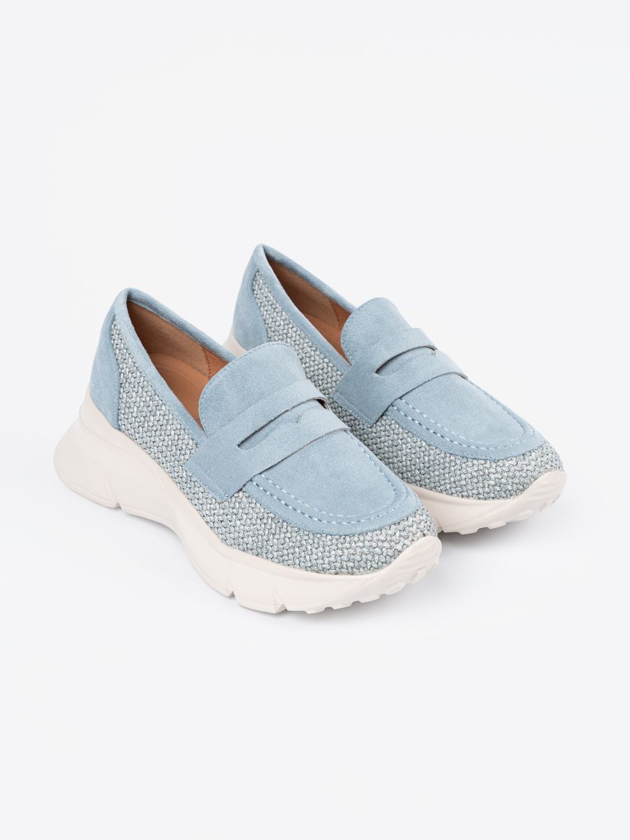 Blue Casual Shoes with Thick Sole
