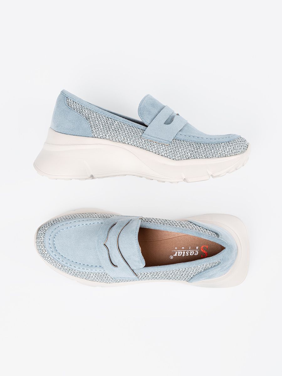 Blue Casual Shoes with Thick Sole