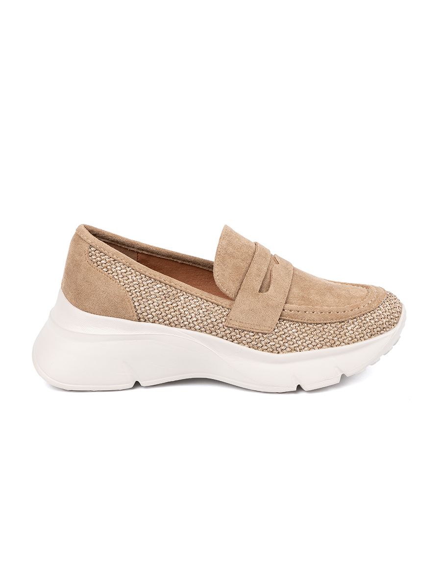 Beige Loafers with Thick Sole