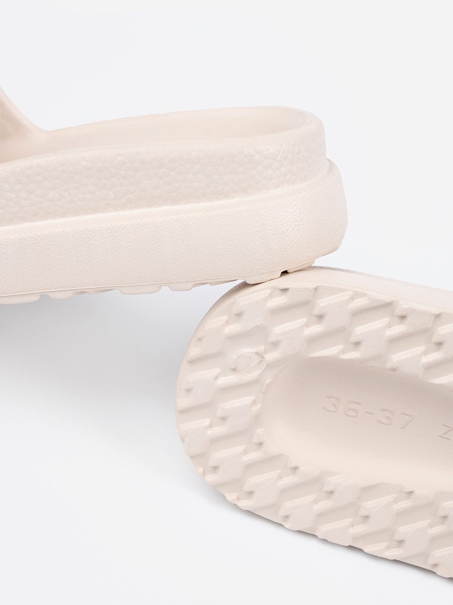 Light Beige Platform Slippers