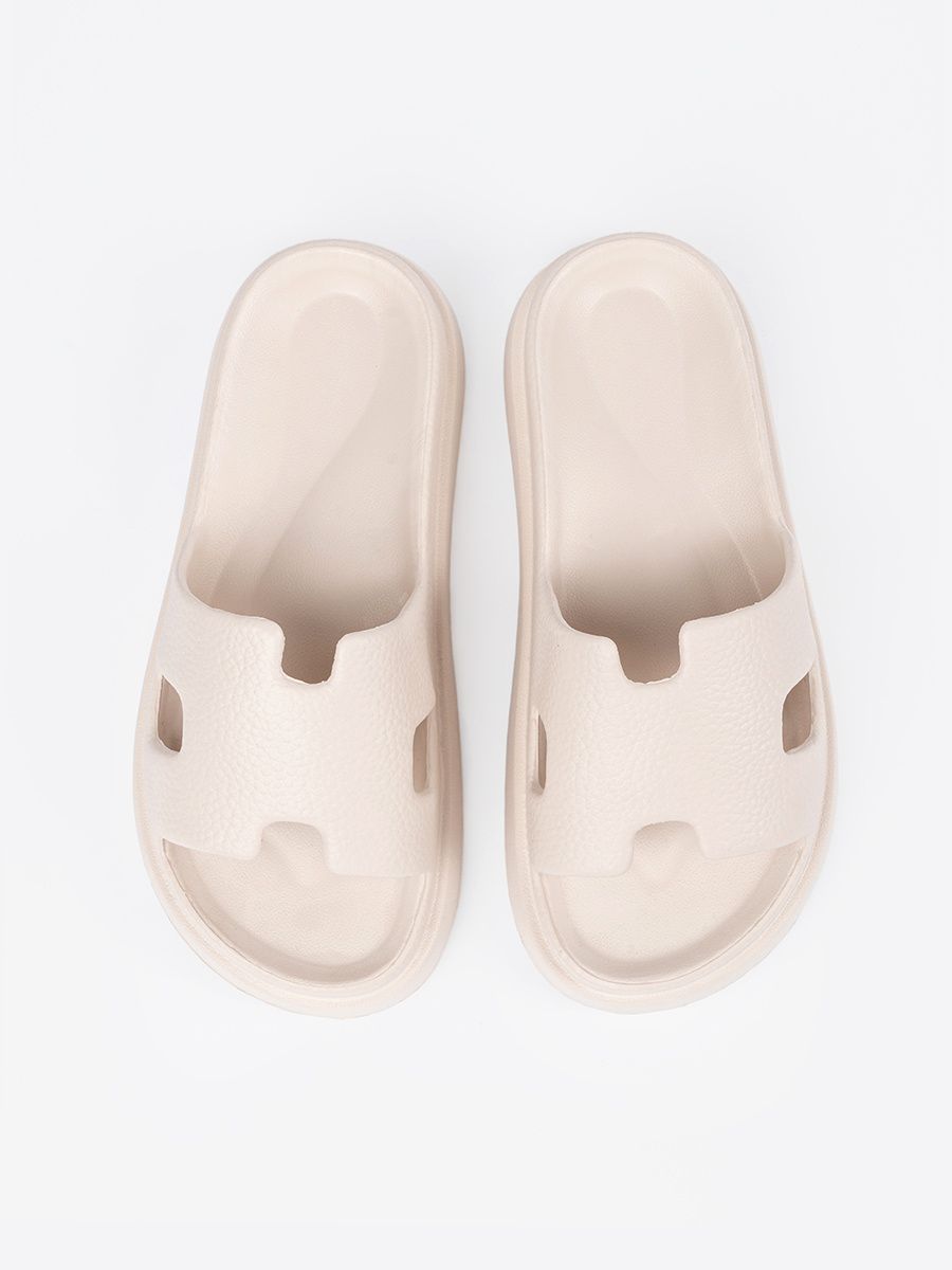 Light Beige Platform Slippers